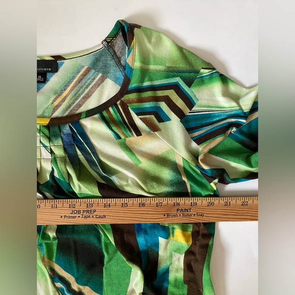 AB Studio knit top blouse top geometric abstract print 3/4 sleeves XL - Picture 8 of 16